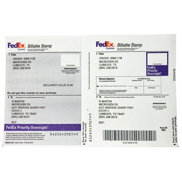 FedEx Shipping Label | MicroGen Diagnostics