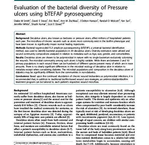 Evaluation of the bacterial diversity of Pressure ulcers using b