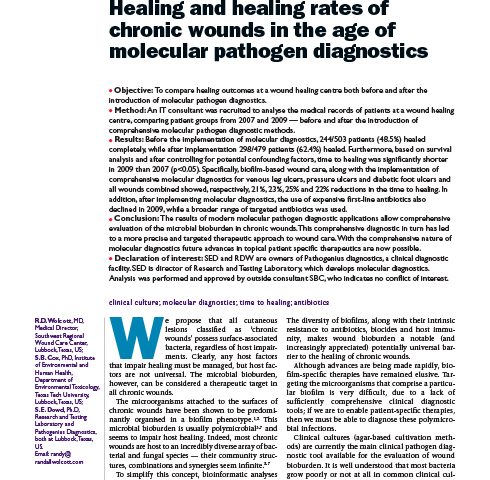 Healing and healing rates of chronic wounds in the age of molecu