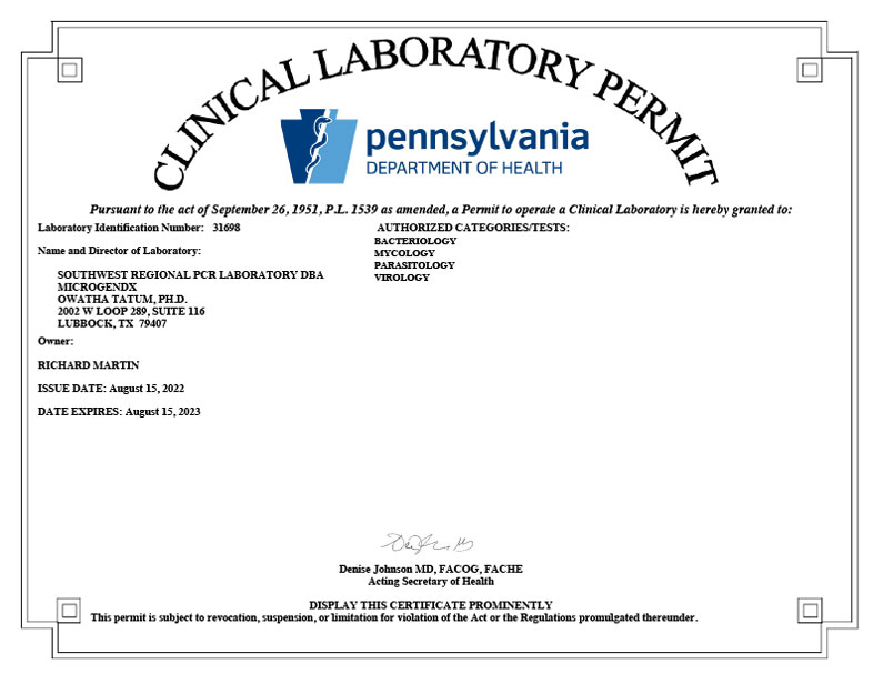 Pennsylvania State License